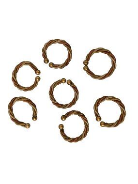 Set Of 7 Twisted Mixed Metal Wire Napkin Holder Rings
